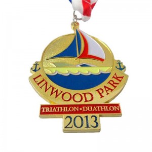 Thiết kế thời trang Huy chương thể thao kim loại 3D và danh hiệu tùy chỉnh Huy chương Giải thưởng Vàng Duathlon