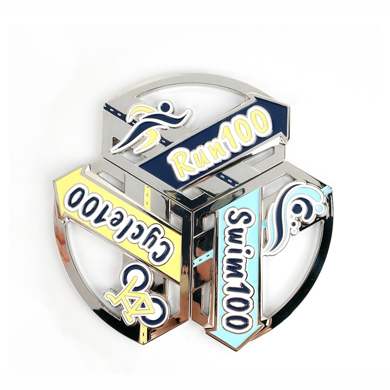 Die Cast Medals Gold Metal Award 3D Triathlon Huy chương Thể thao Huy chương